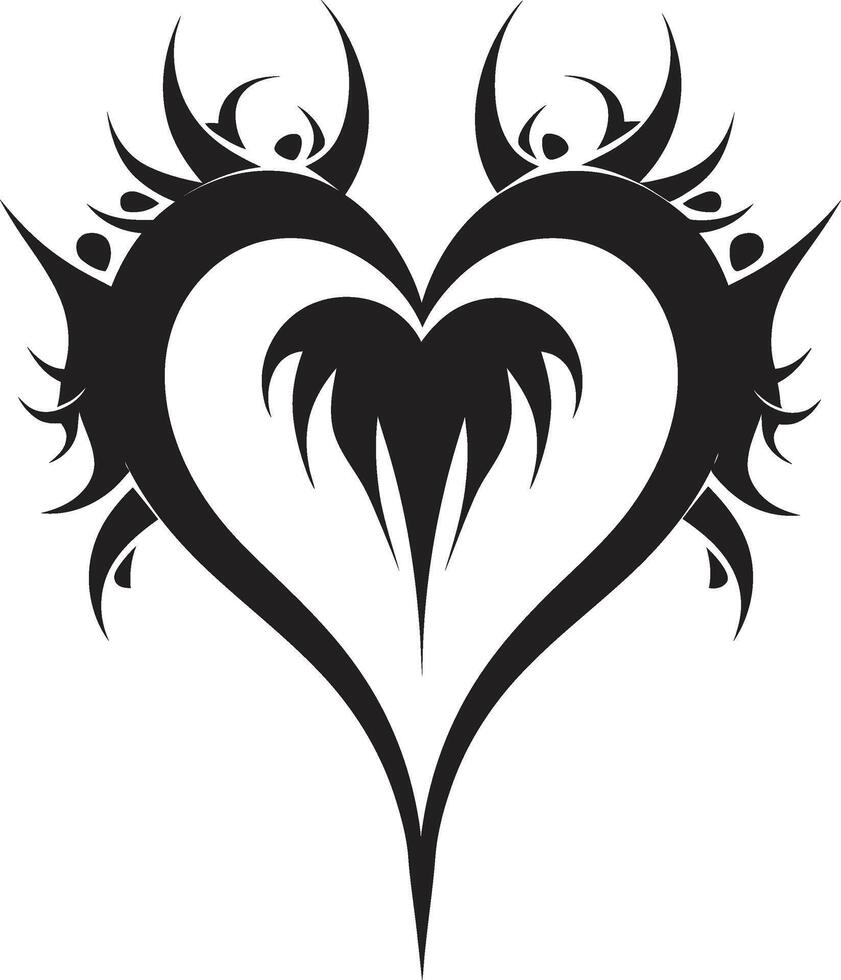 Elegant Black Heart Stylish Black Graphic with Decorative Elements Intricate Heart Silhouette Sleek Black Graphic with Abstract Features vector