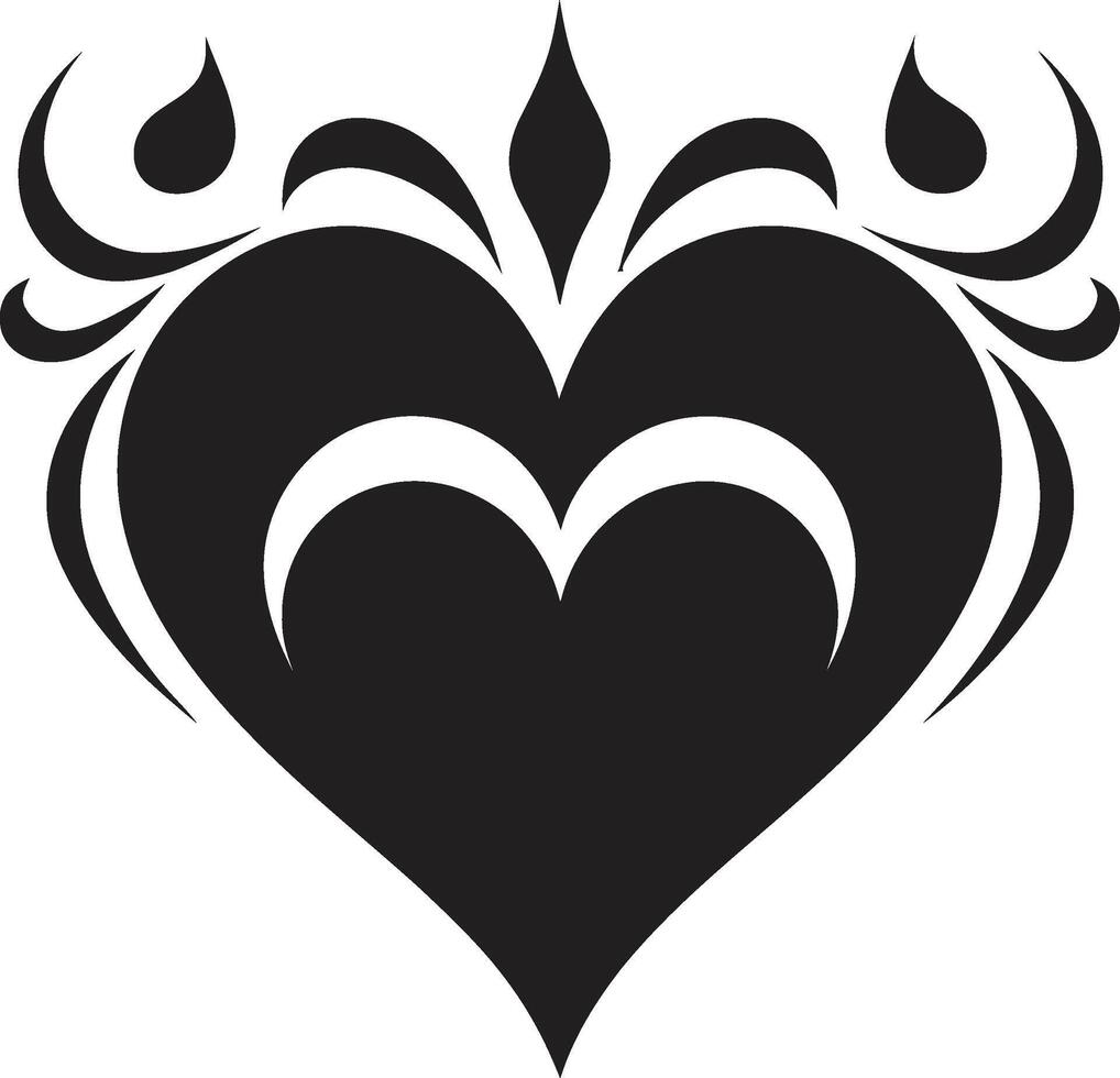 Graceful Abstract Heart Modern Black Graphic with Abstract Accents Chic Decorative Elegant Black Graphic with Decorative Elements vector