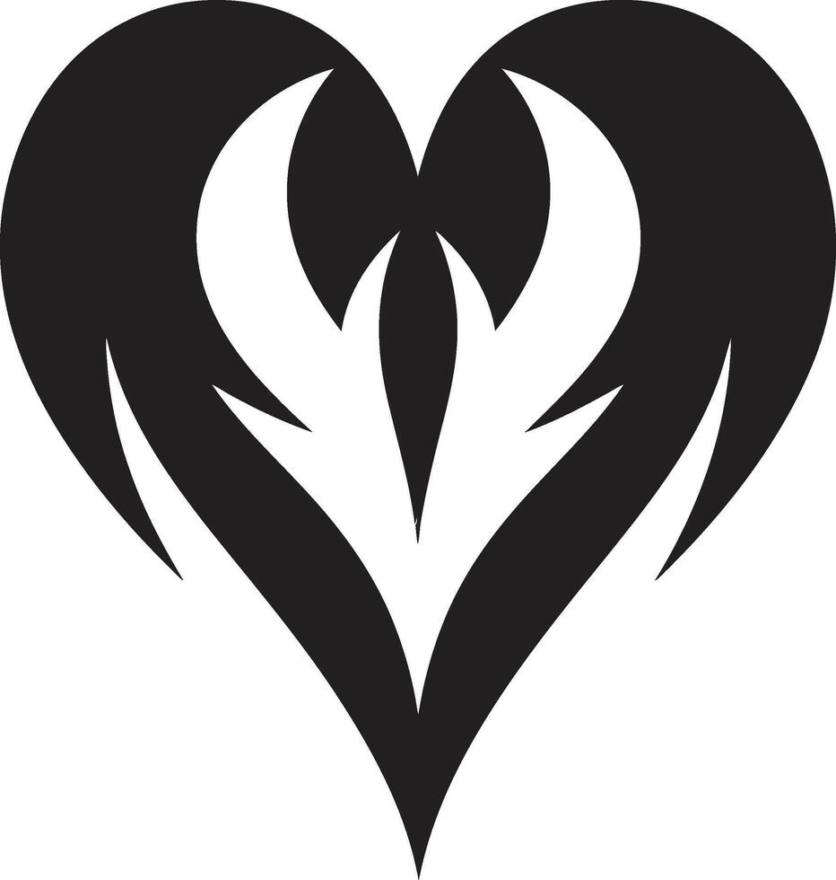 Sleek Heart Intriguing Black Graphic with Abstract Accents Graceful Abstract Heart Modern Black Graphic with Decorative Elements vector
