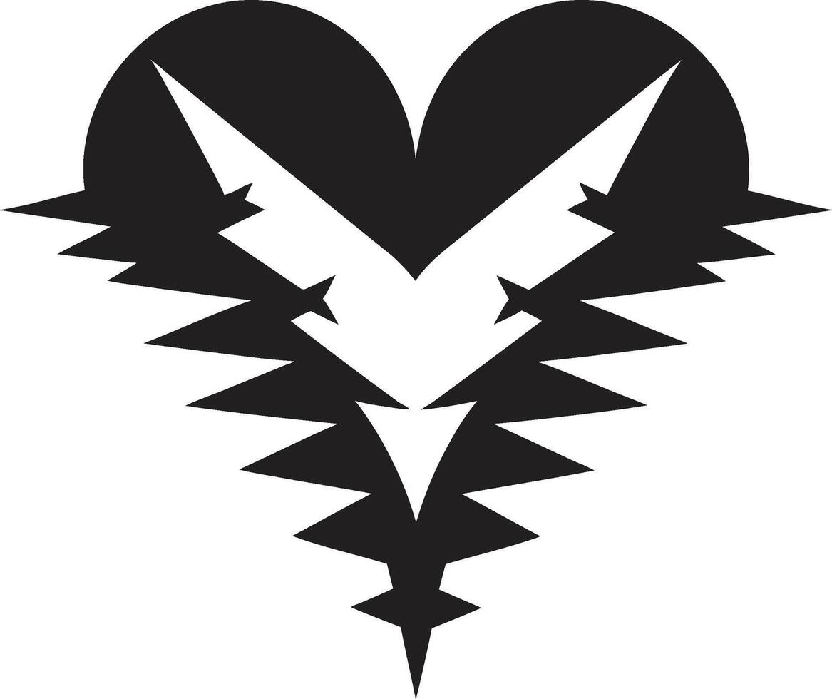 Intricate Heart Silhouette Sleek Black Graphic with Decorative Accents Stylish Minimalist Heart Intriguing Black Graphic with Abstract Elements vector