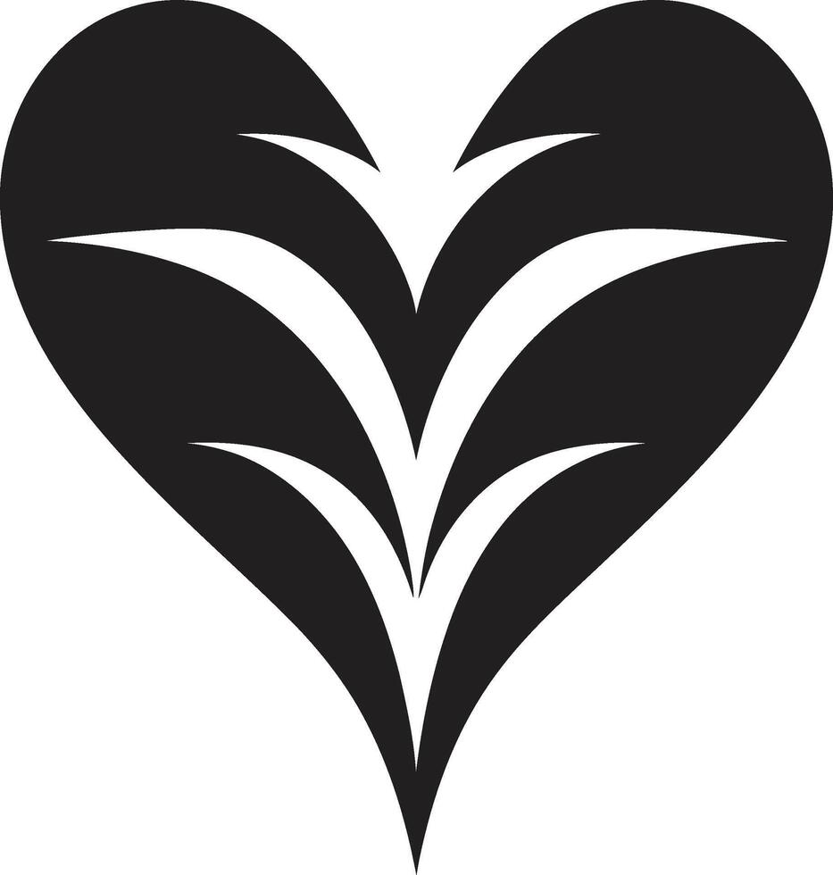 Intricate Heart Silhouette Minimalistic Black Graphic with Abstract Elements Stylish Minimalist Heart Graceful Black Graphic with Decorative Flourishes vector