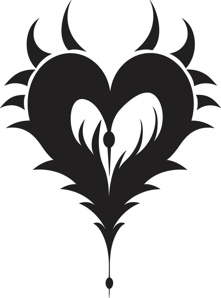 Chic Decorative Minimalistic Black Graphic with Abstract Elements Minimalist Heart Refined Black Graphic with Decorative Touches vector