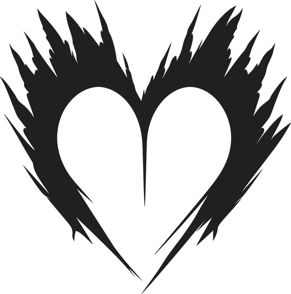 Elegant Black Heart Graceful Graphic with Decorative Flourishes Intricate Heart Silhouette Stylish Black Graphic with Abstract Elements vector