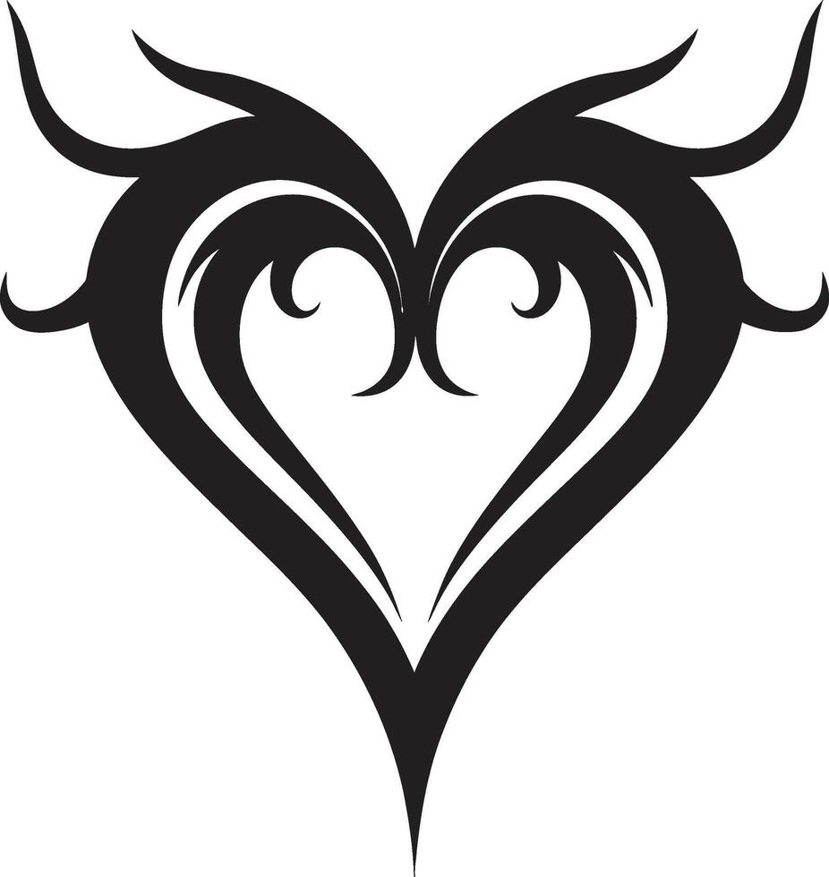 Dark Harmony Elegant Abstract Black Heart Noir Nectar Refined Graphics of Black Heart Element vector