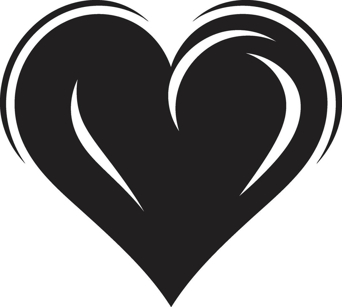 Sleek Heart Elegant Black Decorative Element Graceful Abstract Heart Modern Symbol in Black vector