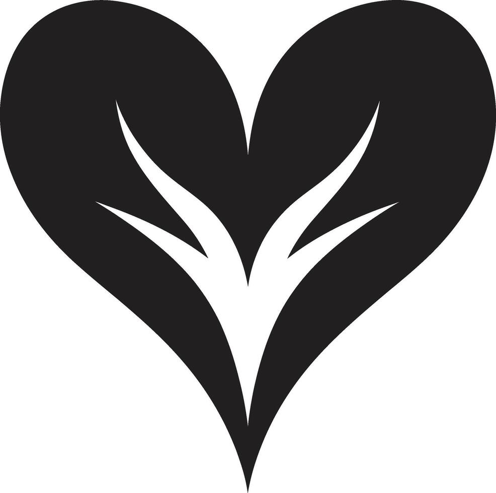Elegant Black Heart Modern Graphic Intricate Heart Silhouette Sleek Black Abstract vector