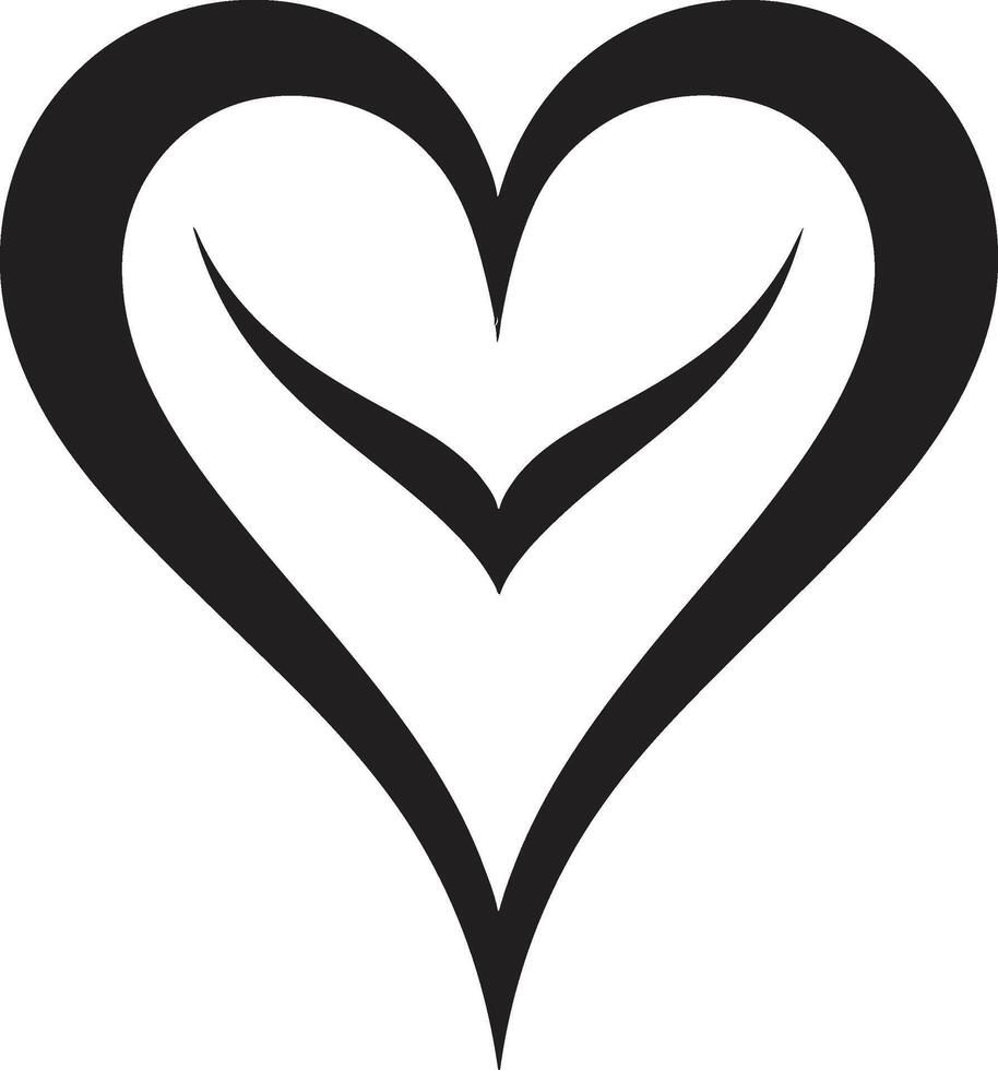 Sleek Heart Chic Abstract Black Symbol Graceful Abstract Heart Modern Black Emblem vector