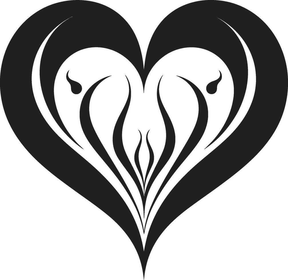Graceful Abstract Heart Sophisticated Element Chic Decorative Intriguing Black Graphic Heart vector