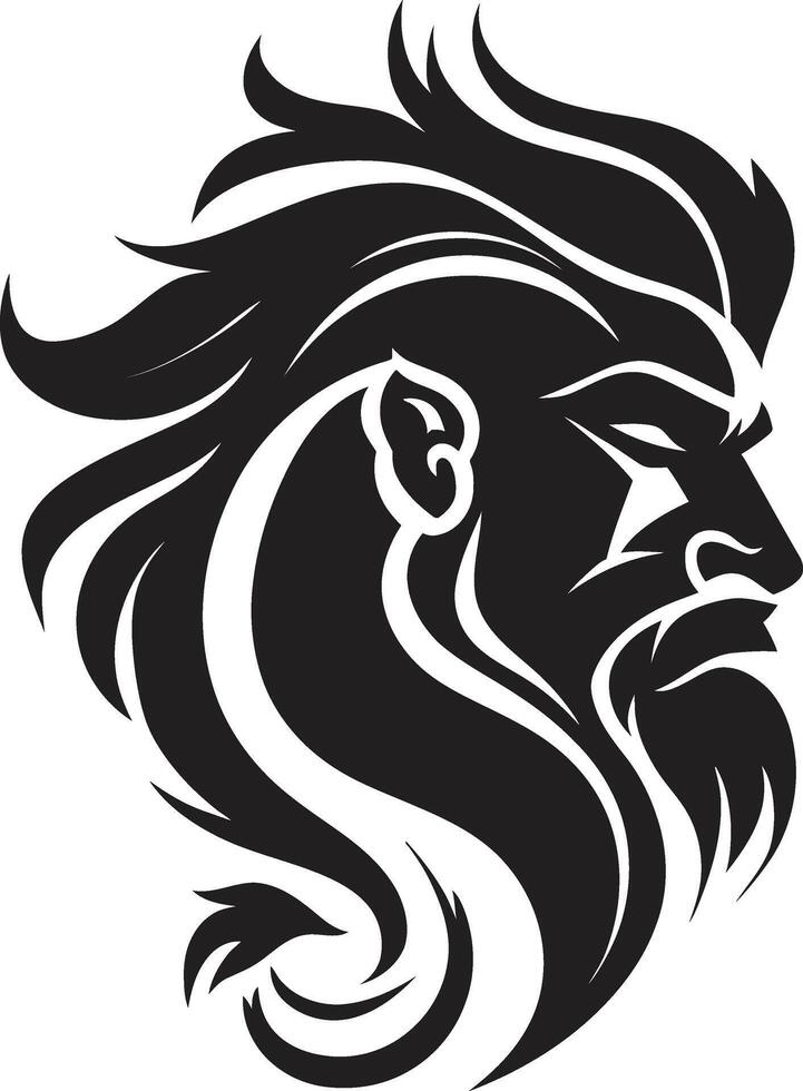 Gothic Grace Chic Black Man Face Graphic Enigma Expression Elegant Abstract Man Face Symbol vector