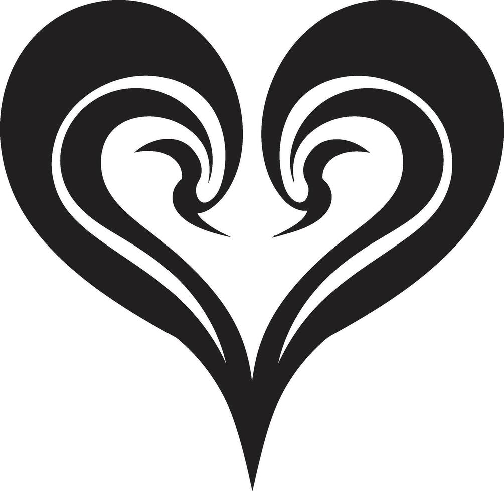Noir Nectar Sleek Abstract Black Heart Ink Noir Overture Intriguing Black Heart Shape Graphic vector
