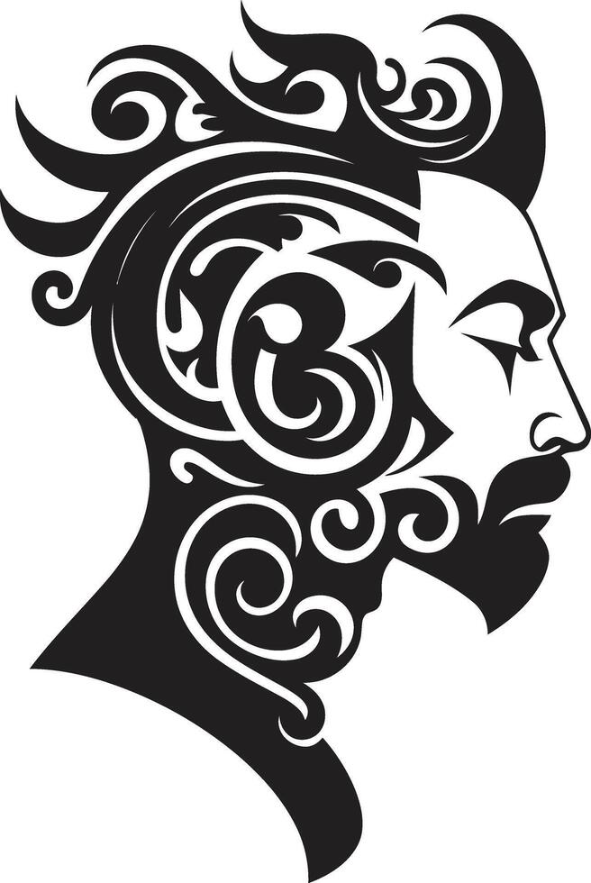 Ink Noir Portrait Modern of Black Man Face Silent Serenade Refined Abstract Man Face Symbol vector