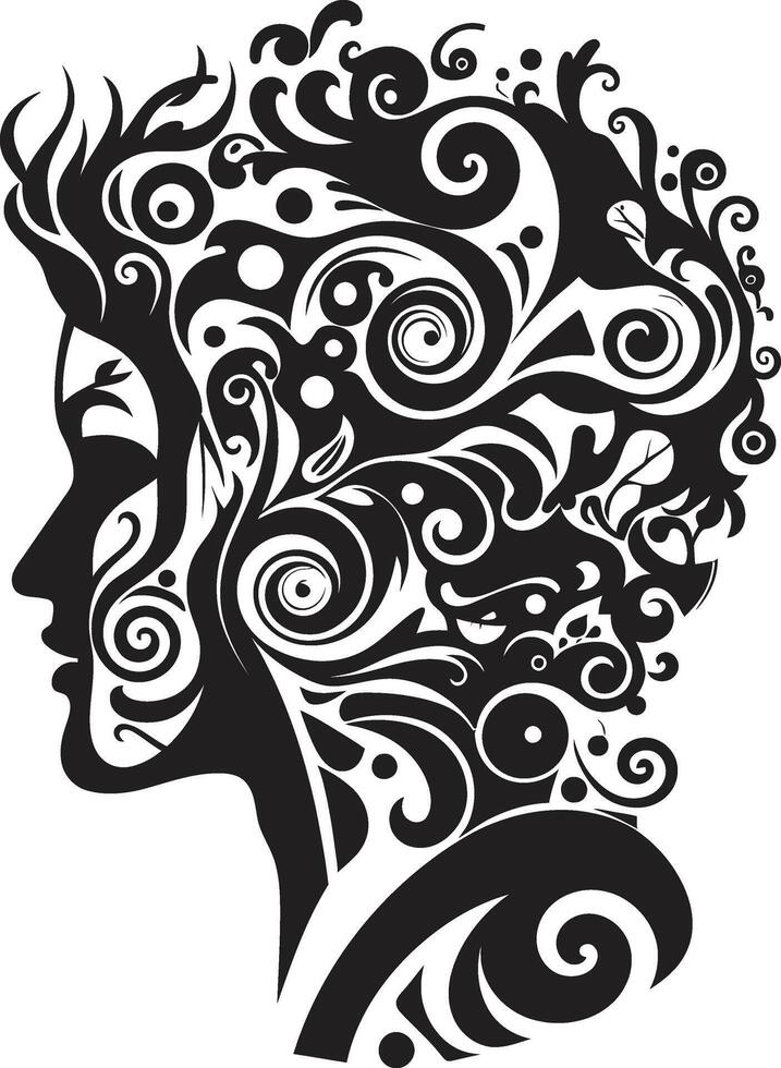Silent Serenade Refined Abstract Man Face Symbol Gothic Gaze Intriguing Abstract Man Face Element vector