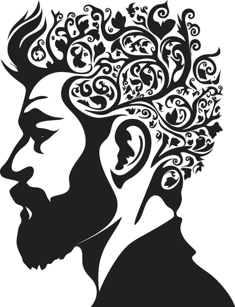 Sleek Shadow Profile Refined Abstract Man Face Dark Reflections Intriguing Abstract Man Face Symbol vector
