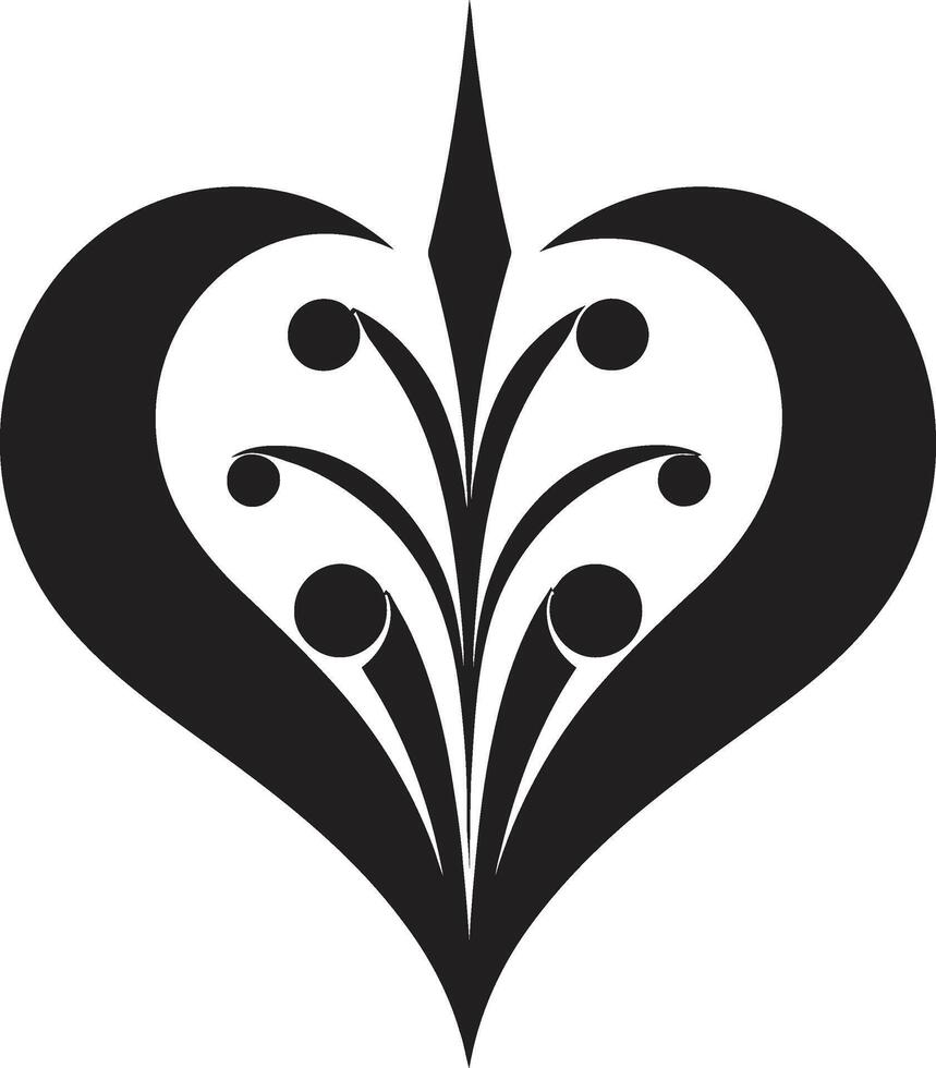 Dark Whisper Sophisticated Abstract Black Heart Ebony Embrace Chic Graphics of Black Heart vector