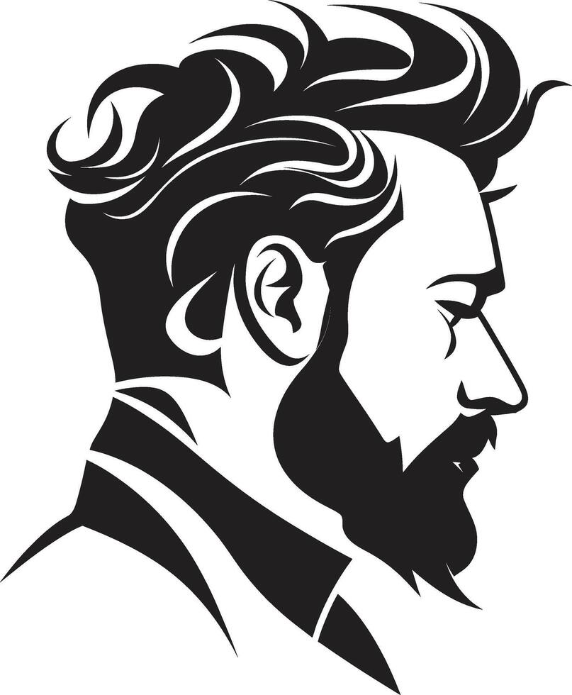 Midnight Muse Elegant Abstract Man Face Graphic Sleek Noir Portrait Modern of Black Man Face vector