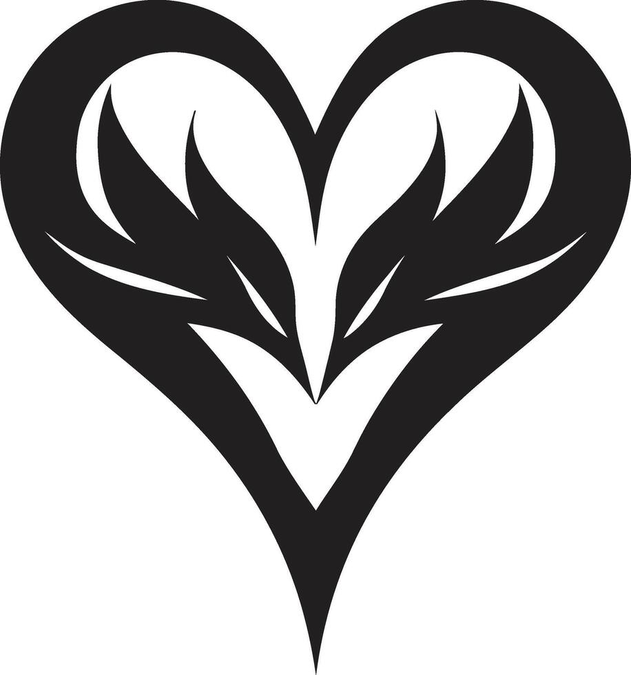 Ebony Embrace Sophisticated Abstract Black Heart Graphic Silent Symphony Chic Black Heart Graphic vector