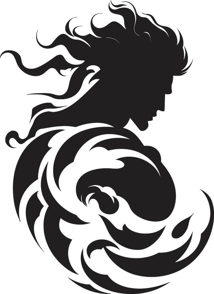 Gothic Gaze Modern Black Woman Face Enigma Essence Sleek Abstract Woman Face Graphic vector