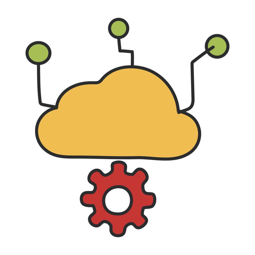 A flat design icon of cloud setting vector