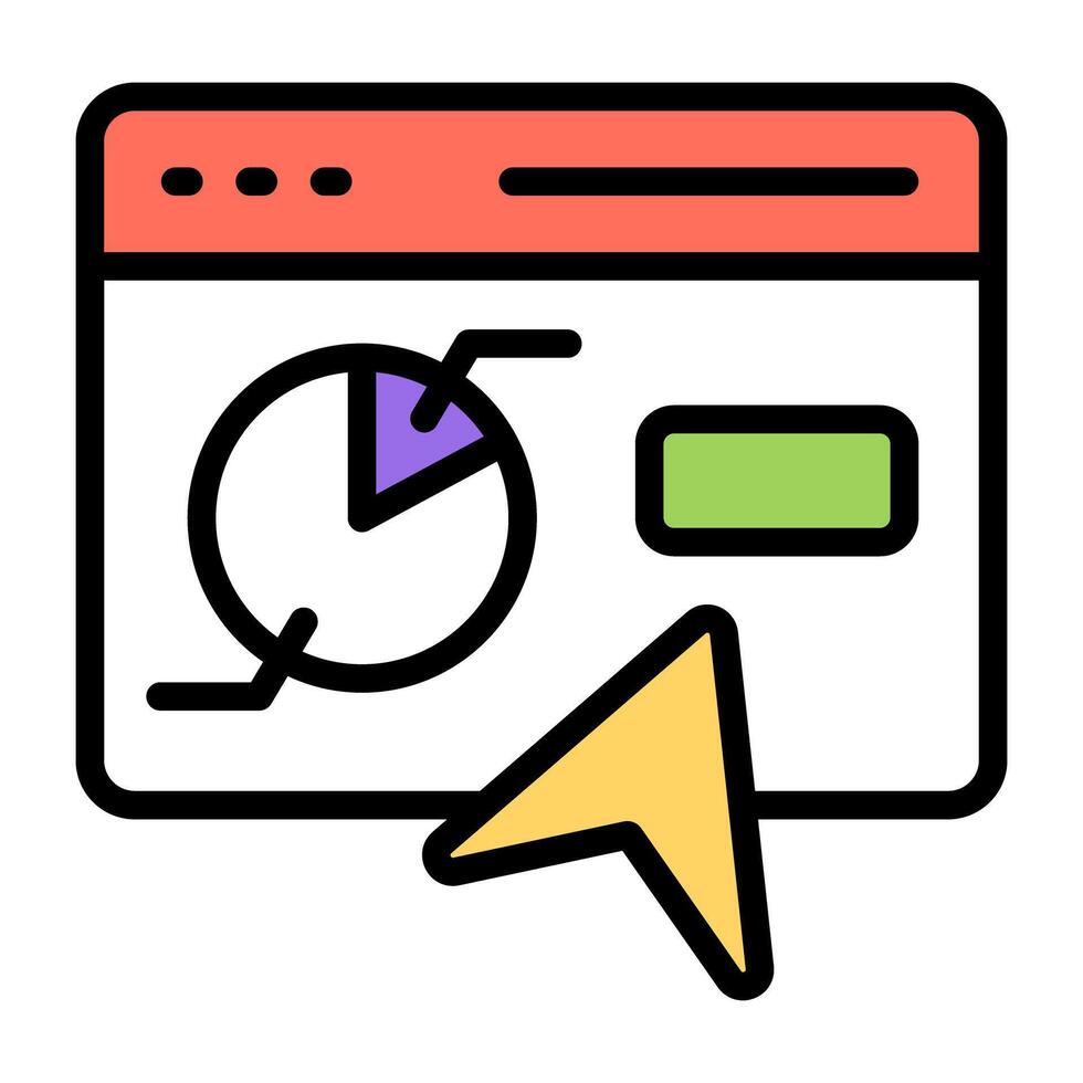 A colored design icon of online graph vector