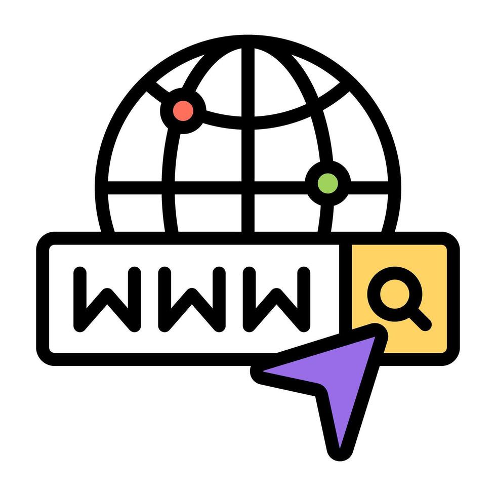 A flat design icon of web browser, www vector