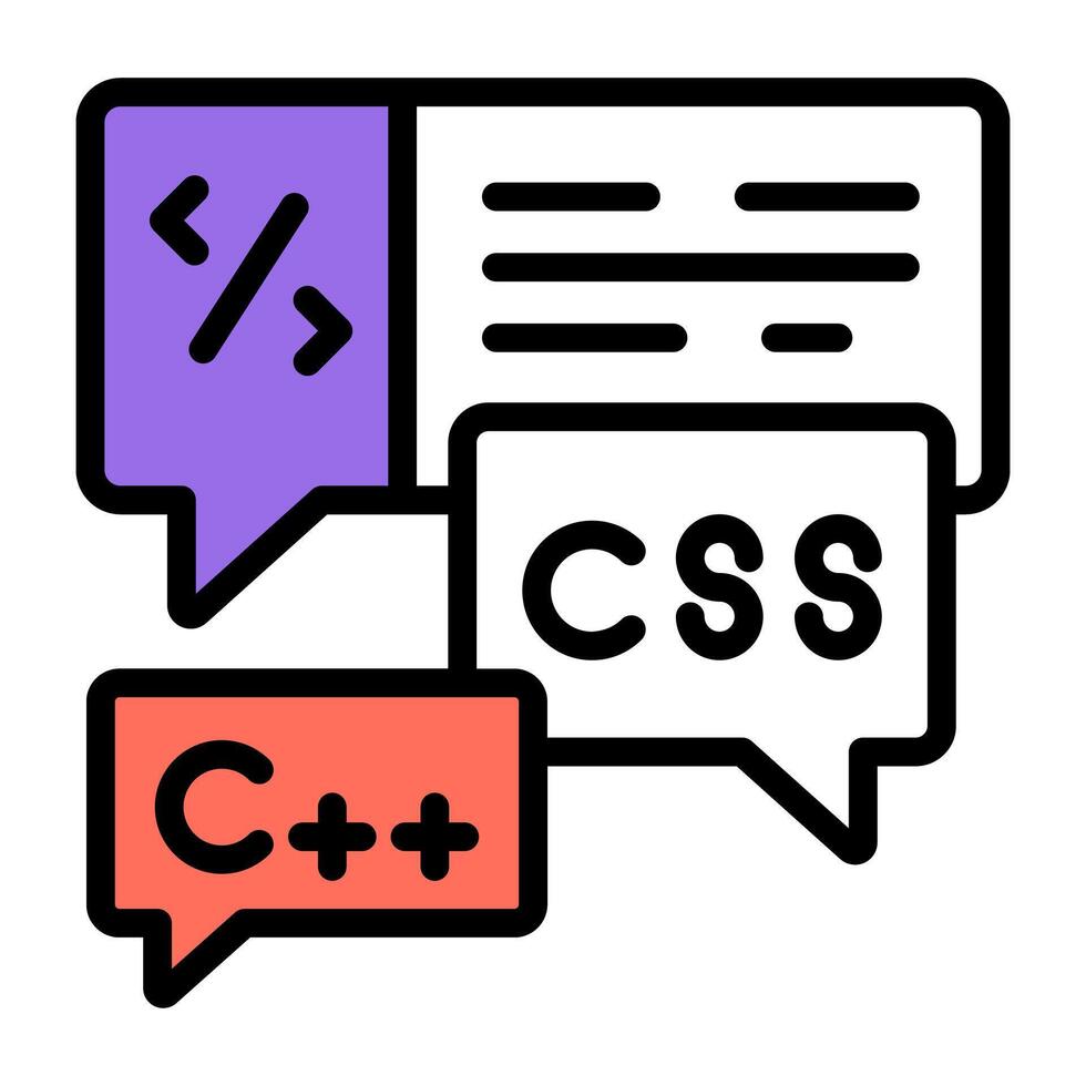 A colored design icon of coding chat vector