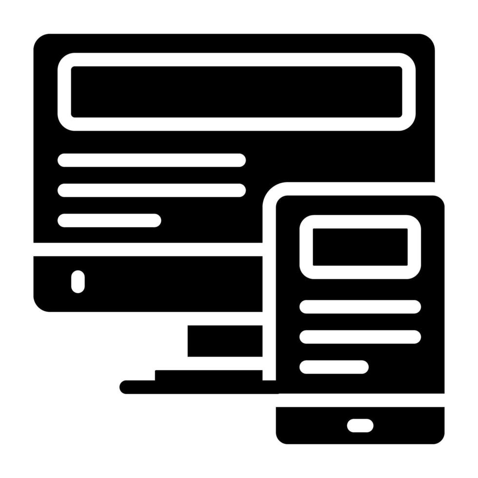 A solid design icon of responsive design vector