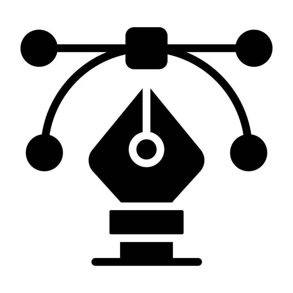 Pen with nodes, bezier tool icon vector