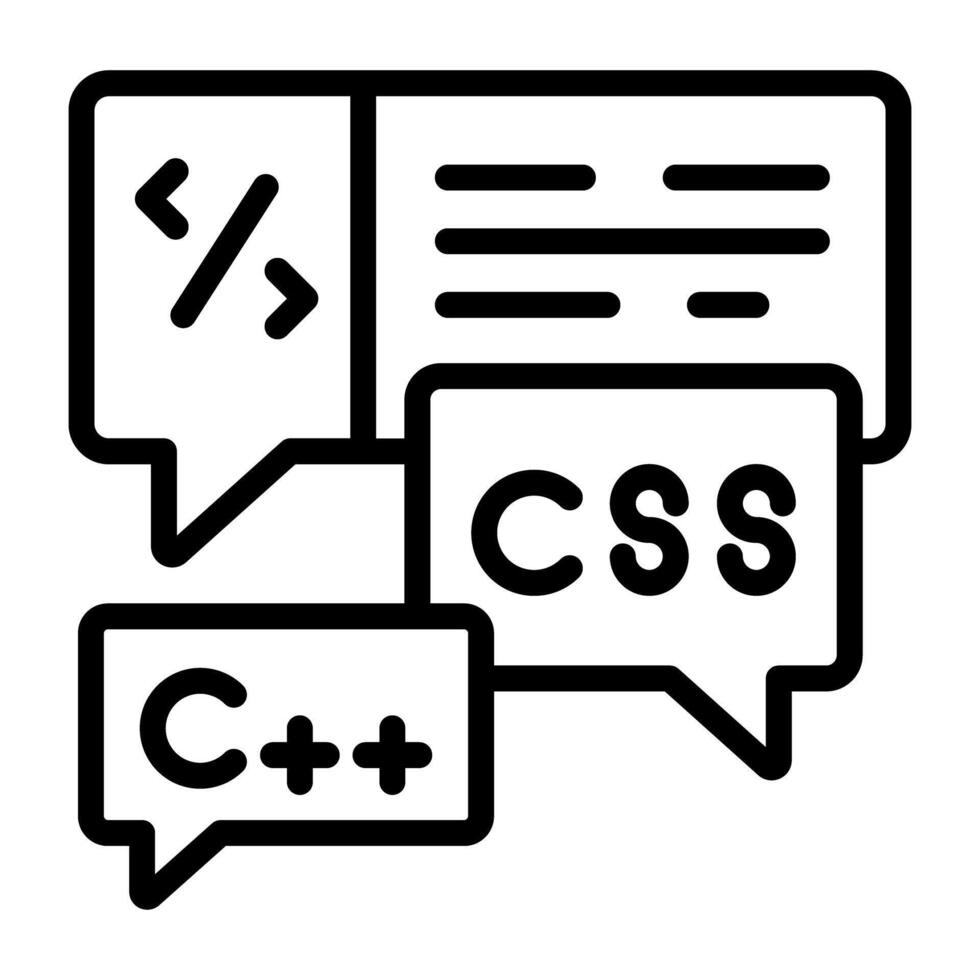 A linear design icon of coding chat 46165052 Vector Art at Vecteezy