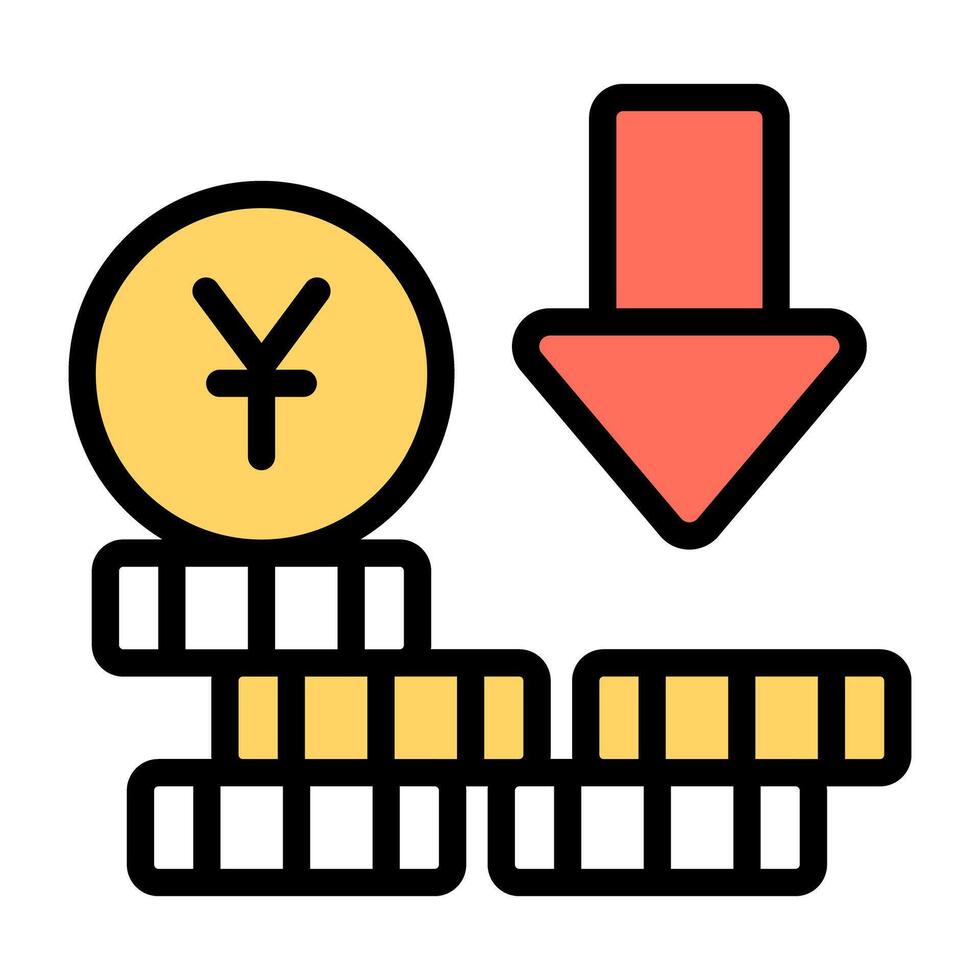 Perfect design icon of decrease yuan vector