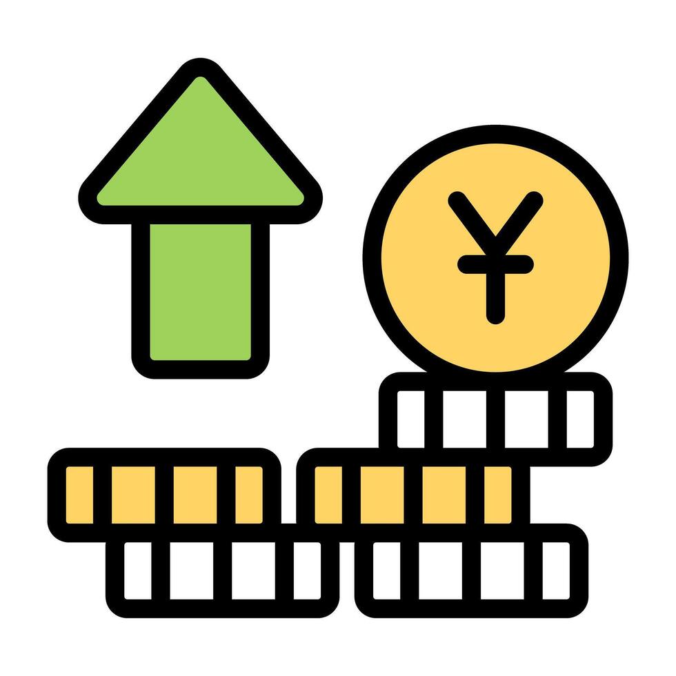 Premium design icon of increase yuan vector