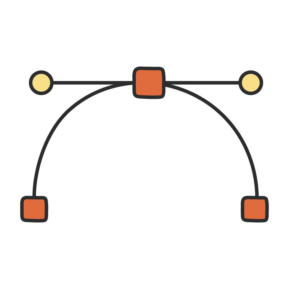 Pen with nodes, bezier curve icon vector