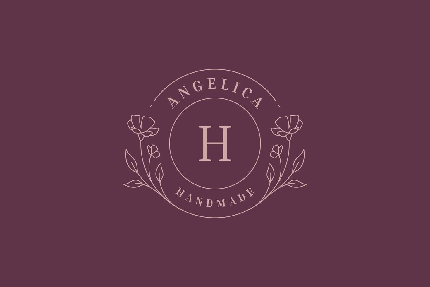 Flower organic plant minimal line logo design template for handmade natural cosmetic vector