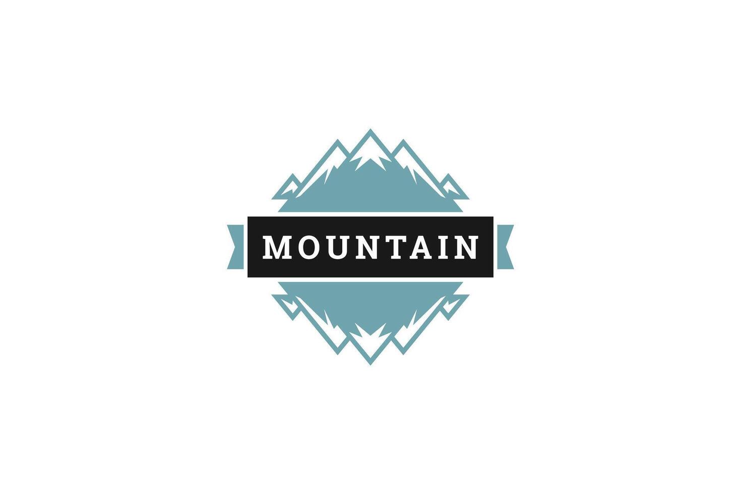 Mountain mirror reflection effect retro logo design template camping exploration flat vector