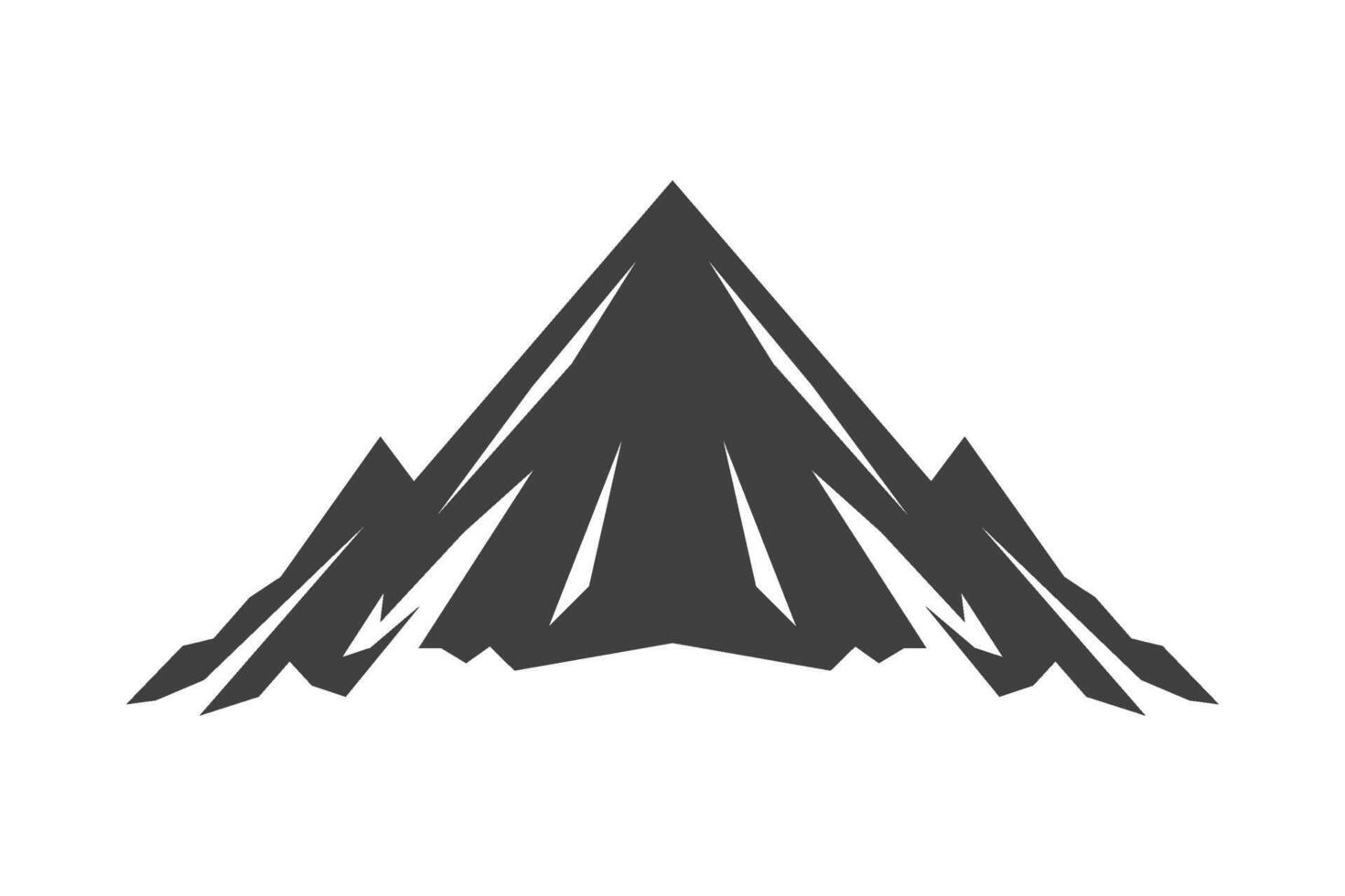 Mountain rock cliff alpine camping climbing hiking expedition monochrome vintage icon vector
