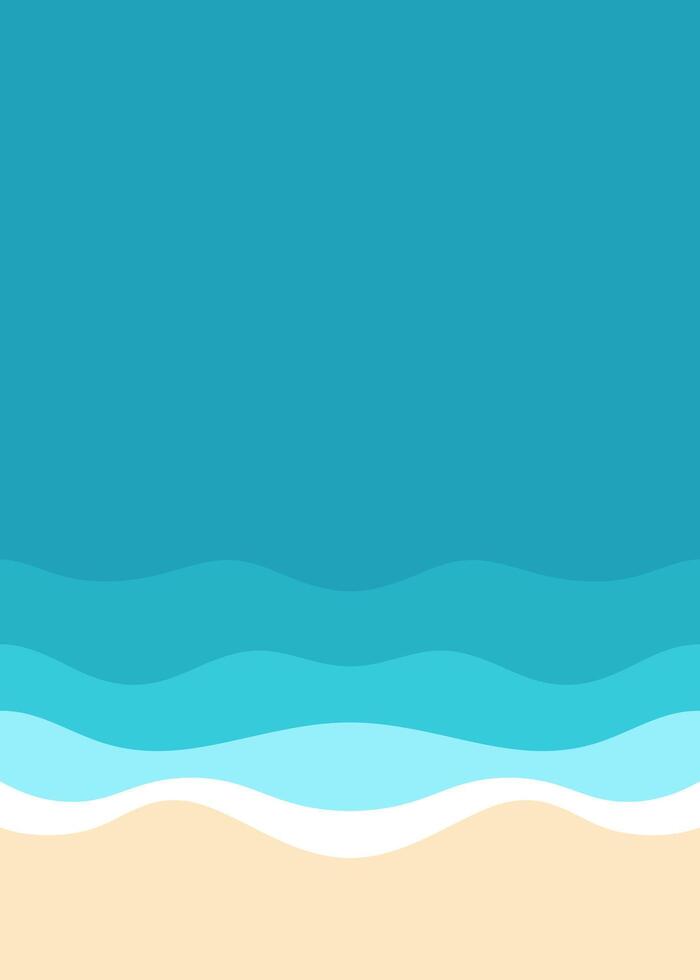 Beach coastline with sea waves and sand shore top view background drawing poster flat vector