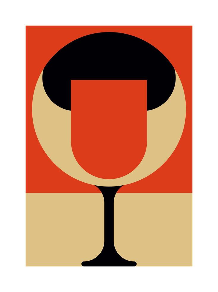 Abstract bocal goblet wine glass minimalist geometric shape art poster t shirt canvas print vector