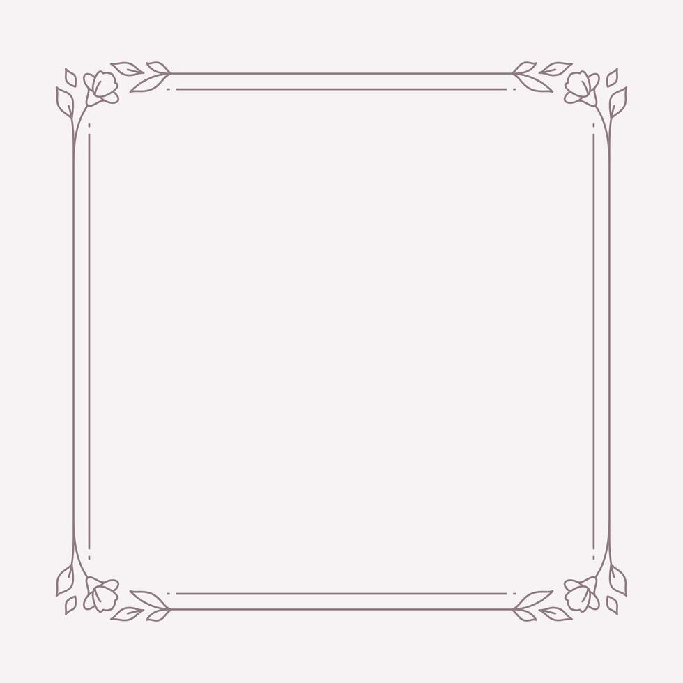 Flower border blossom botanical plant natural foliage vintage line illustration vector