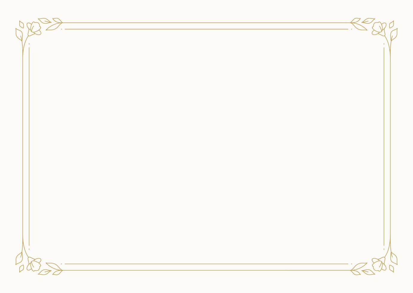 Elegant flower frame natural blossom plant romantic border rectangle banner golden vintage line illustration vector