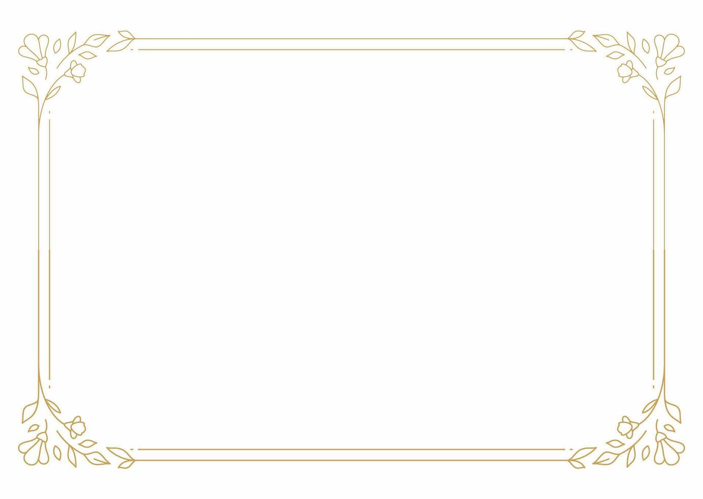 Floral banner frame golden old fashioned bloom botanical border vintage line illustration vector