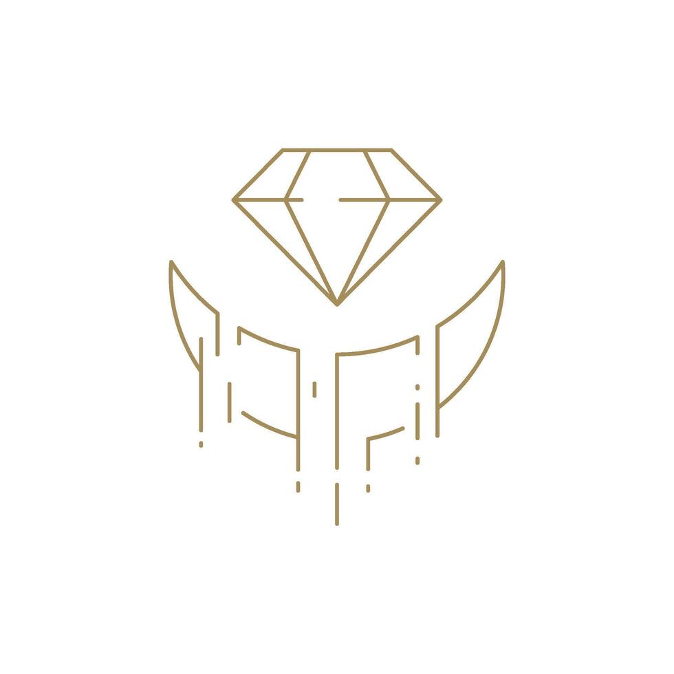 Abstract melting half moon gem jewelry brilliant carat life balance esoteric line art icon vector