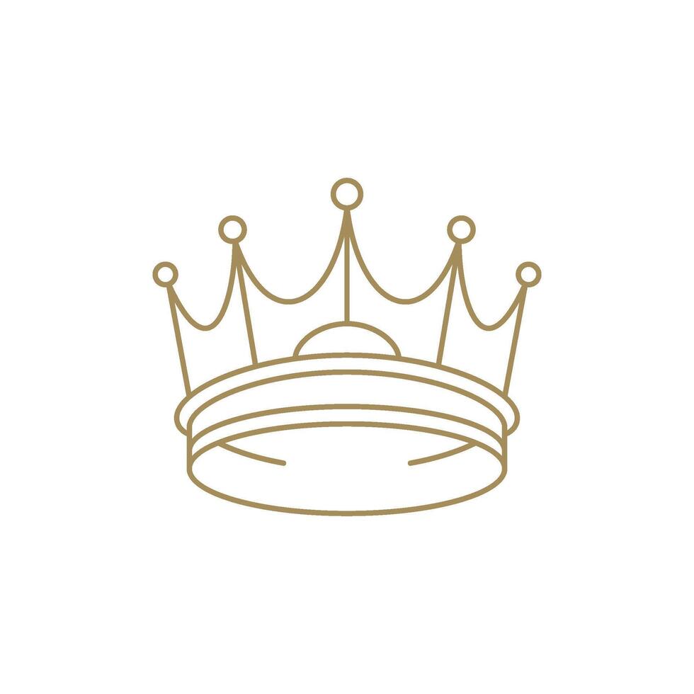 Minimalist premium monarchy crown jewelry king queen accessory fashion design line art icon vector