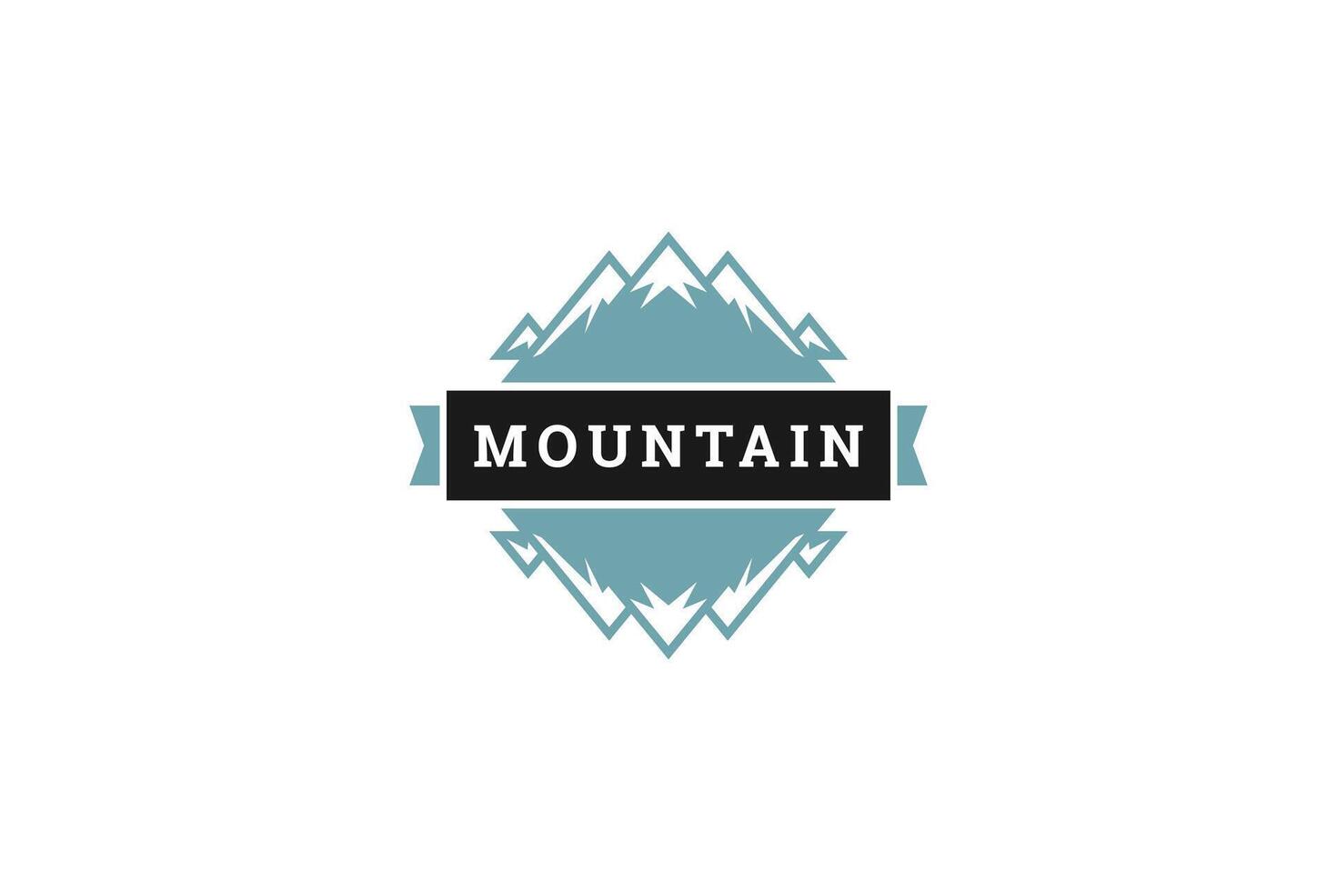 Mountain mirror reflection effect retro logo design template camping exploration flat vector