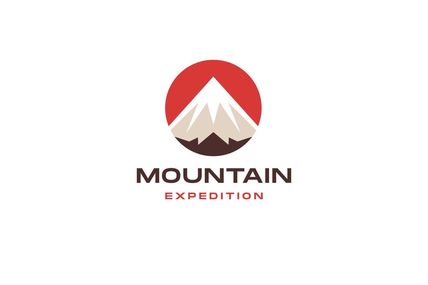 Mountain expedition extreme sport travel adventure circle red logo design template flat vector