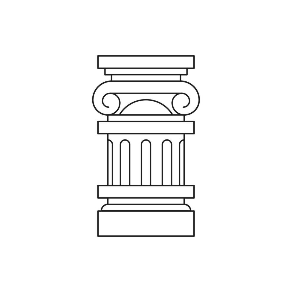 Y2k antique pillar classic architecture monochrome line art retro groovy icon illustration vector