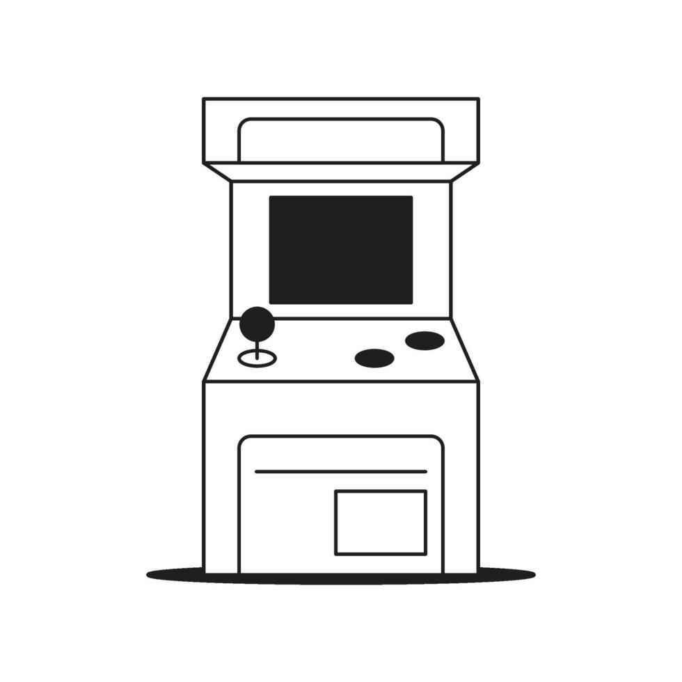 Y2k retro slot machine gambling entertainment jackpot monochrome line groovy icon vector