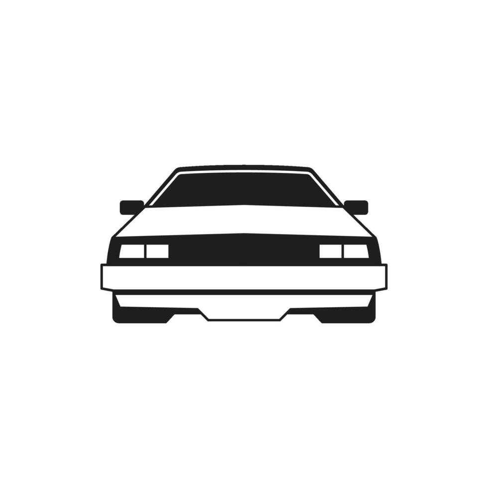 Y2k retro automobile car vehicle motor transport monochrome line groovy icon illustration vector