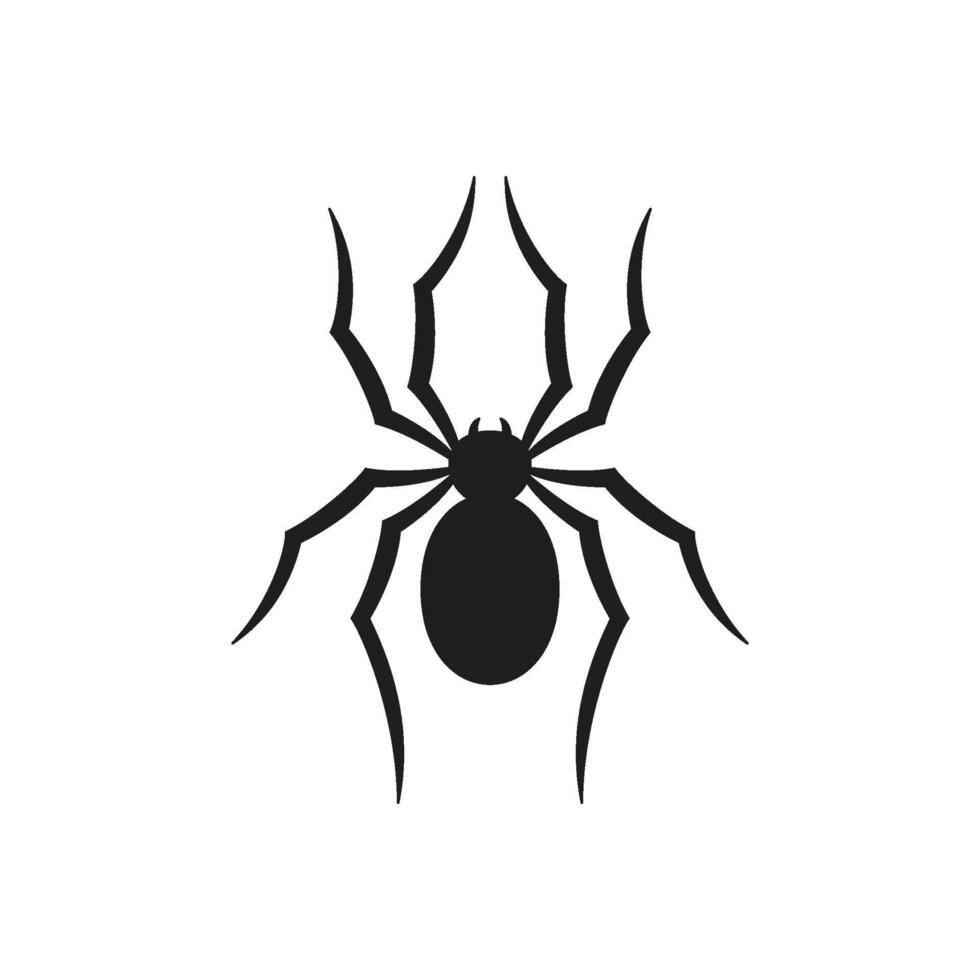 Y2k black creepy spider with paws Halloween cartoon character monochrome retro groovy icon vector