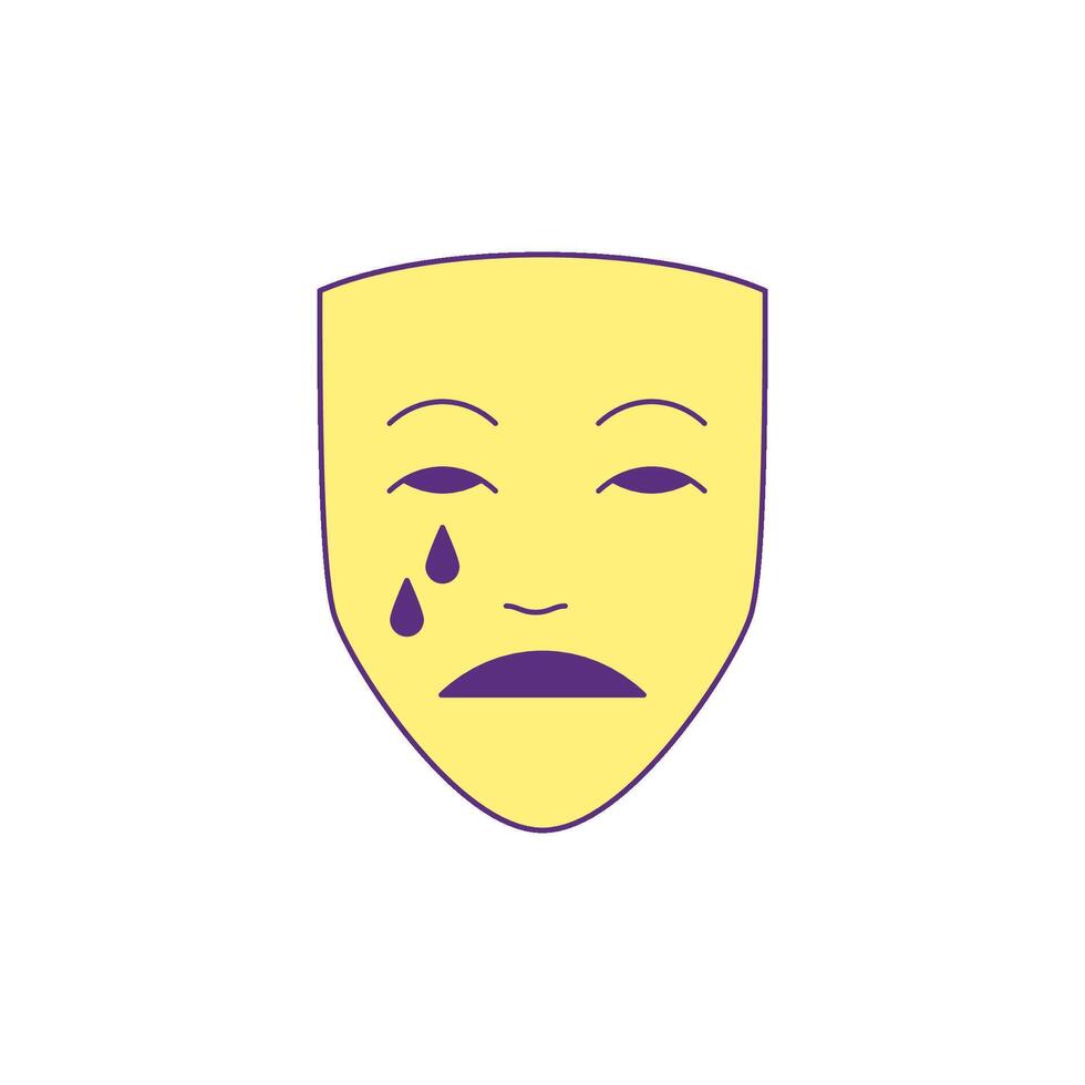 Y2k crying mask carnival face expression cartoon element groovy style icon flat illustration vector