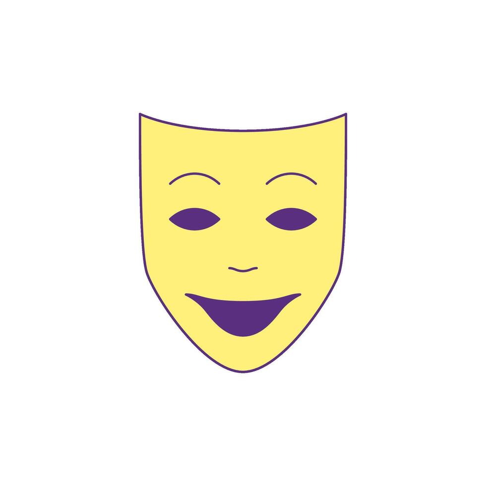 Y2k happy smiling mask fake face cartoon element groovy style icon flat illustration vector