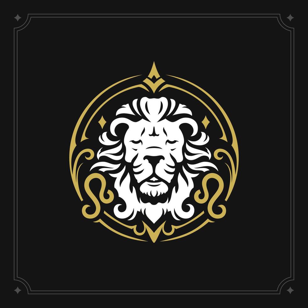 Leo zodiac horoscope vintage symbol lunar calendar art deco ornament card design vector